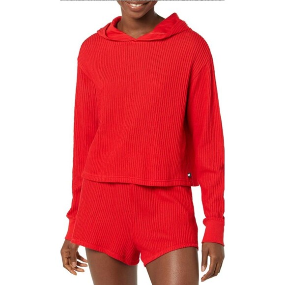Women's Eleven by Venus Williams In Bloom Long Sleeve Top Hood Candy Red Small - Picture 2 of 7